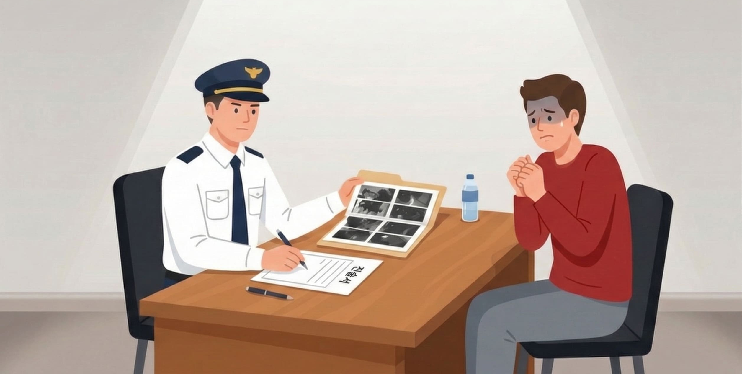 경찰 조사받는 장면