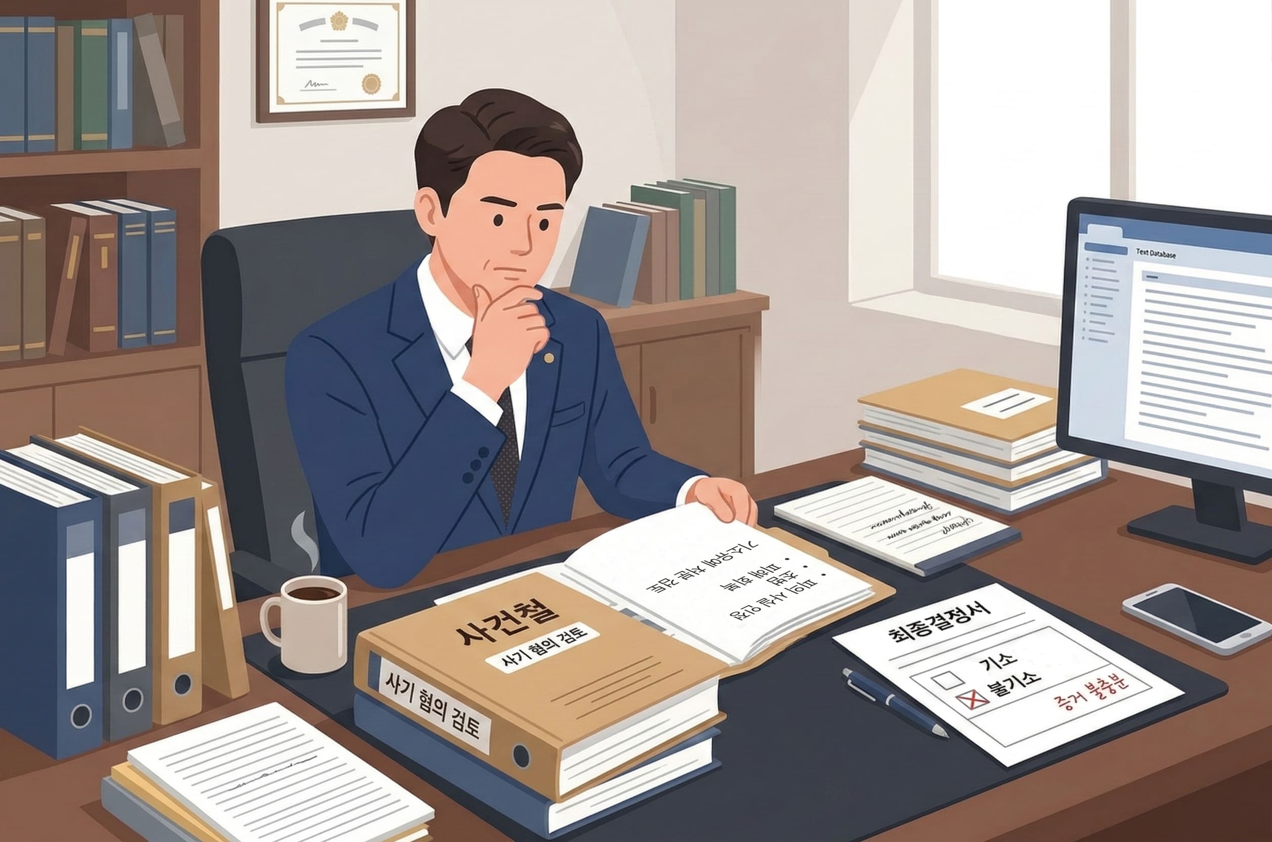 기소 유예를 결정하는 장면